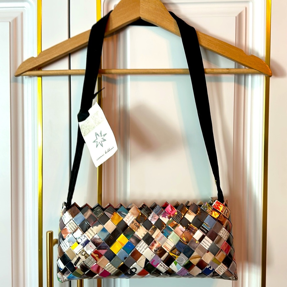 Colorful Woven magazine collage bag